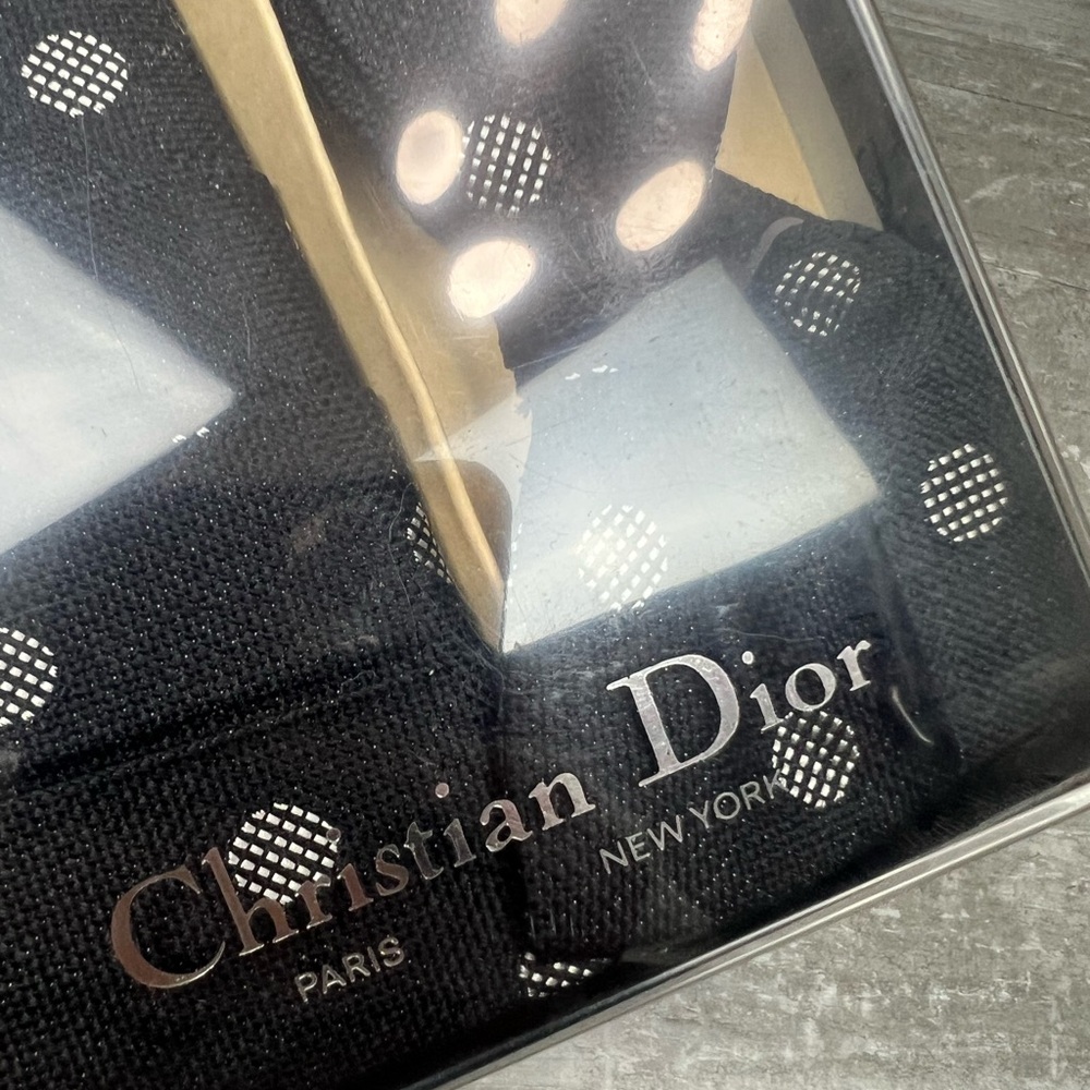 NWT Christian Dior Black w/ Grey Polka Dot Bowtie & Cummerbund Set - Picture 2 of 3